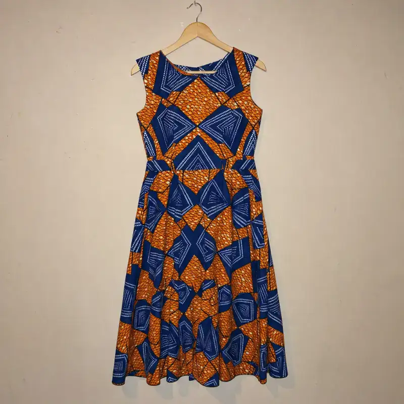 Demo garment, generated: ankara dress as a flat hanger shot