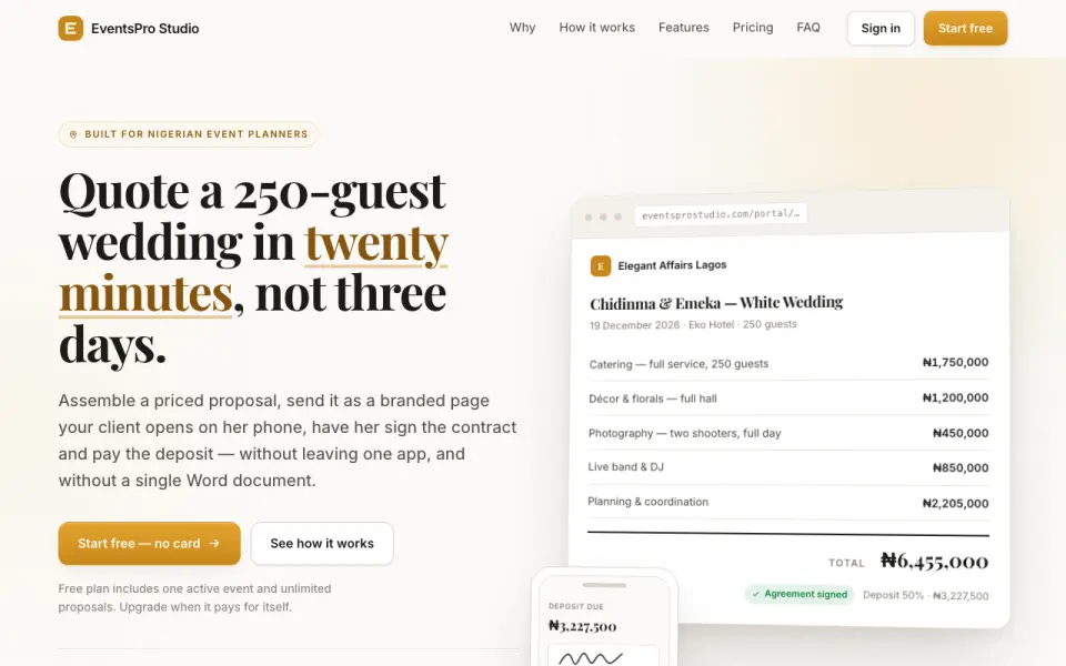 Screenshot of eventsprostudio.com